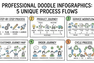 create process doodle infographic and workflow sketch