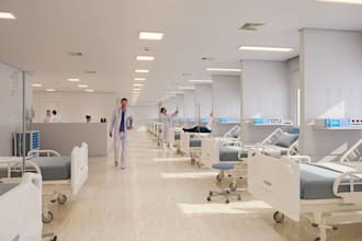create 3d hospital design, clinic medical center, healthcare facility rendering