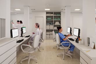 create 3d hospital design, clinic medical center, healthcare facility rendering
