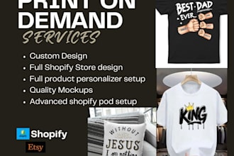 teeinblue customily printful printify print on demand shopify store merch design
