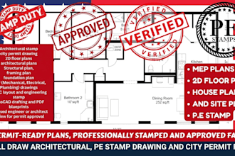 do architectural stamp city permit plan floor plan mep pe stamped drawings