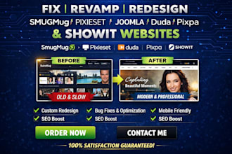 fix revamp redesign smugmug pixieset joomla duda pixpa showit website portfolio