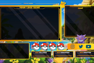create a professional pokemon or custom overlay and logo for your stream