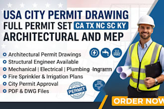 usa city permit drawing full permit set ca tx nc sc ky architectural and mep