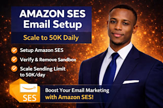 set up amazon ses remove sandbox and scale to 50k emails daily