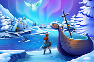design detailed background with high quality characters for game or bookcover