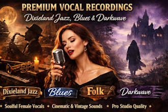 sing dixieland jazz, blues, folk song, darkwave, vintage songs, avant garde