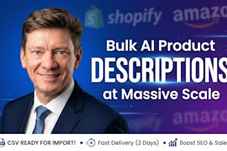 generate bulk SEO ai product descriptions for shopify, amazon