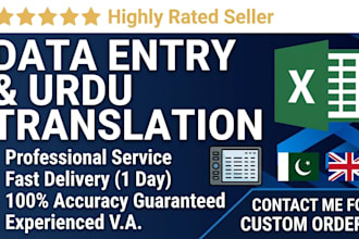 professional data entry and english to urdu translation