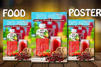design vibrant beverage and food posters for cafes and restaurants