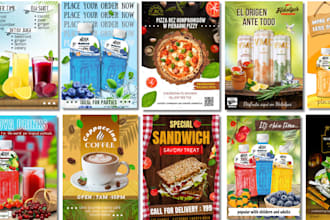design attractive juice, ice cream, beverage, pizza , burger food poster