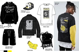 create streetwear design and techpack ready for manufacture