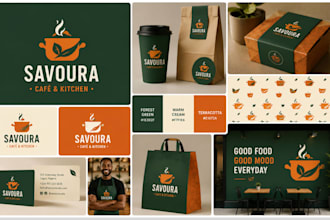 design modern food logo restaurant brand identity menu design resturant pacaging