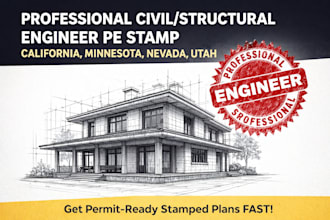 do civil and structural engineer pe stamp for california minnesota nevada utah