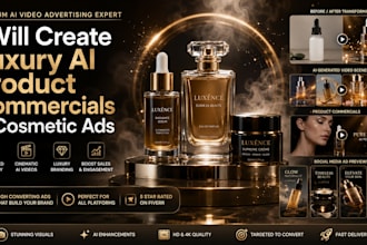 create ai product video ads, commercial videos, luxury cosmetic product promos