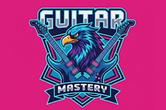 make vintage guitar logo design with unlimited review