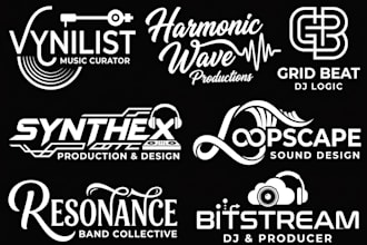 create a modern typography, producer, music, band, dj logo design