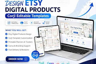 design etsy digital products with corji template for etsy shop