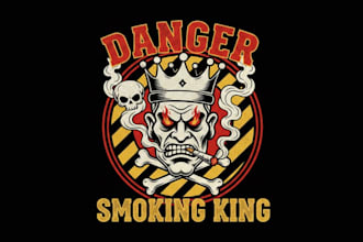 design danger smoking king mascot logo design with company