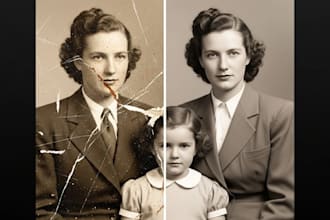 restore old damaged photos, fix blurry images professionally