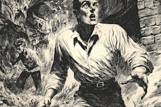 make a vintage horror comics artwork illustration