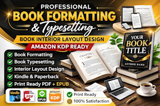 book typesetting, book formatting,  book interior layout design for amazon kdp