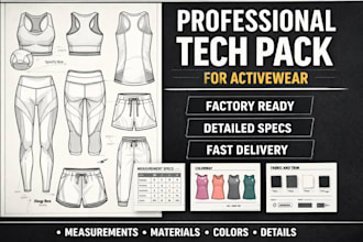 design factory ready clothing tech pack for streetwear and activewear