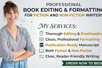 be your professional fiction and non fiction book editor for amazon KDP authors