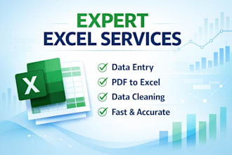 do microsoft excel data entry, PDF to excel, spreadsheet cleanup and formatting