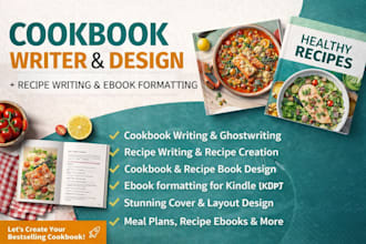 cookbook writer, recipe writing and cook book design, ebook formatting