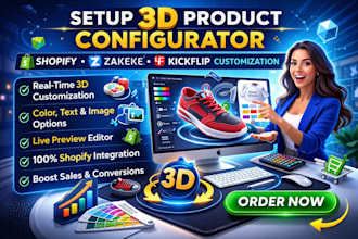 3d product configurator shopify zakeke, kickflip ,customization