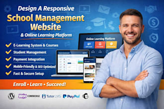 design a responsive school management website online earning plattform