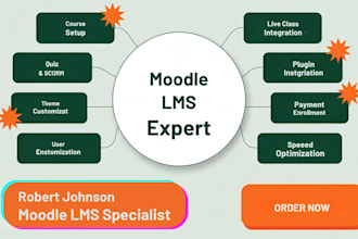 set up your moodle lms with courses, quizzes, scorm, and live class integration
