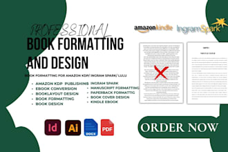 do layout design and book formatting for print, amazon kdp publishing, ebook