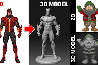 convert 2d to 3d model, image to 3d printable model stl file for 3d printing