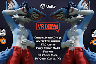 vrchat avatar, vrc nsfw avatar 3d furry avatar anime vtuber model rig quest v3