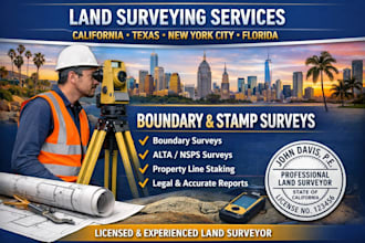 california tx new york city fl stamp land surveyor, boundary survey