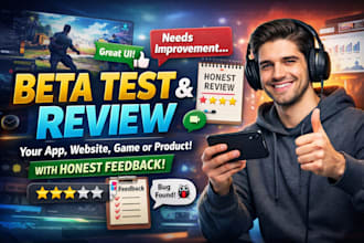 beta test and review your app, website, game, or product with honest feedback