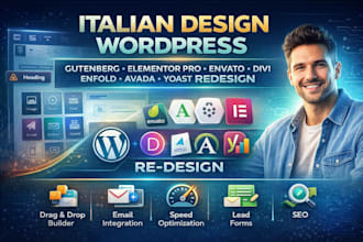 italian design wordpress gutenberg elementor pro envato divi enfold avada yoast