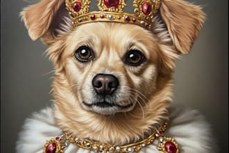 do custom royal pet portrait renaissance painting