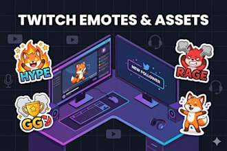 design custom twitch emotes animated gif youtube intro 2d game assets