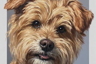 paint custom pets portrait in real oil painting on canvas