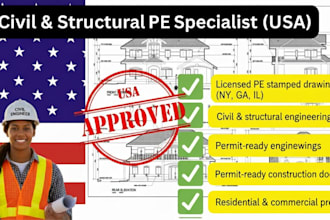 provide licensed pe stamp for new york, georgia and, illinois permit drawing