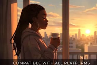 illustrate aesthetic lofi character art illustration looping animation gifbeat