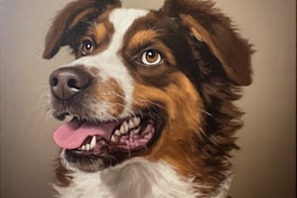 draw a realistic digital oil pet painting portrait
