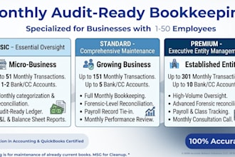provide monthly audit ready bookkeeping for your business