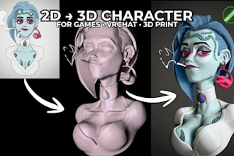 create a custom 3d character model from your 2d art or sketch