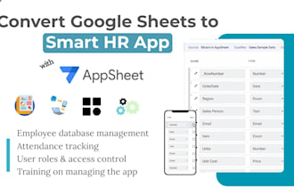 convert your excel or google sheets into a custom HR mobile app using appsheet