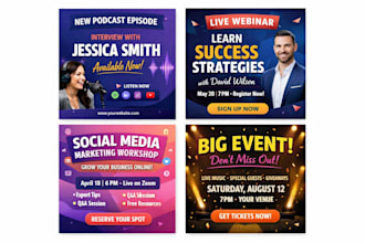 canva graphic templates for podcast webinar and social media promo