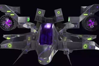 create game ready 3d spaceship models for unity and unreal